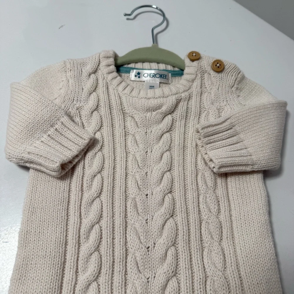 Cream Cable Knit Baby Onesie